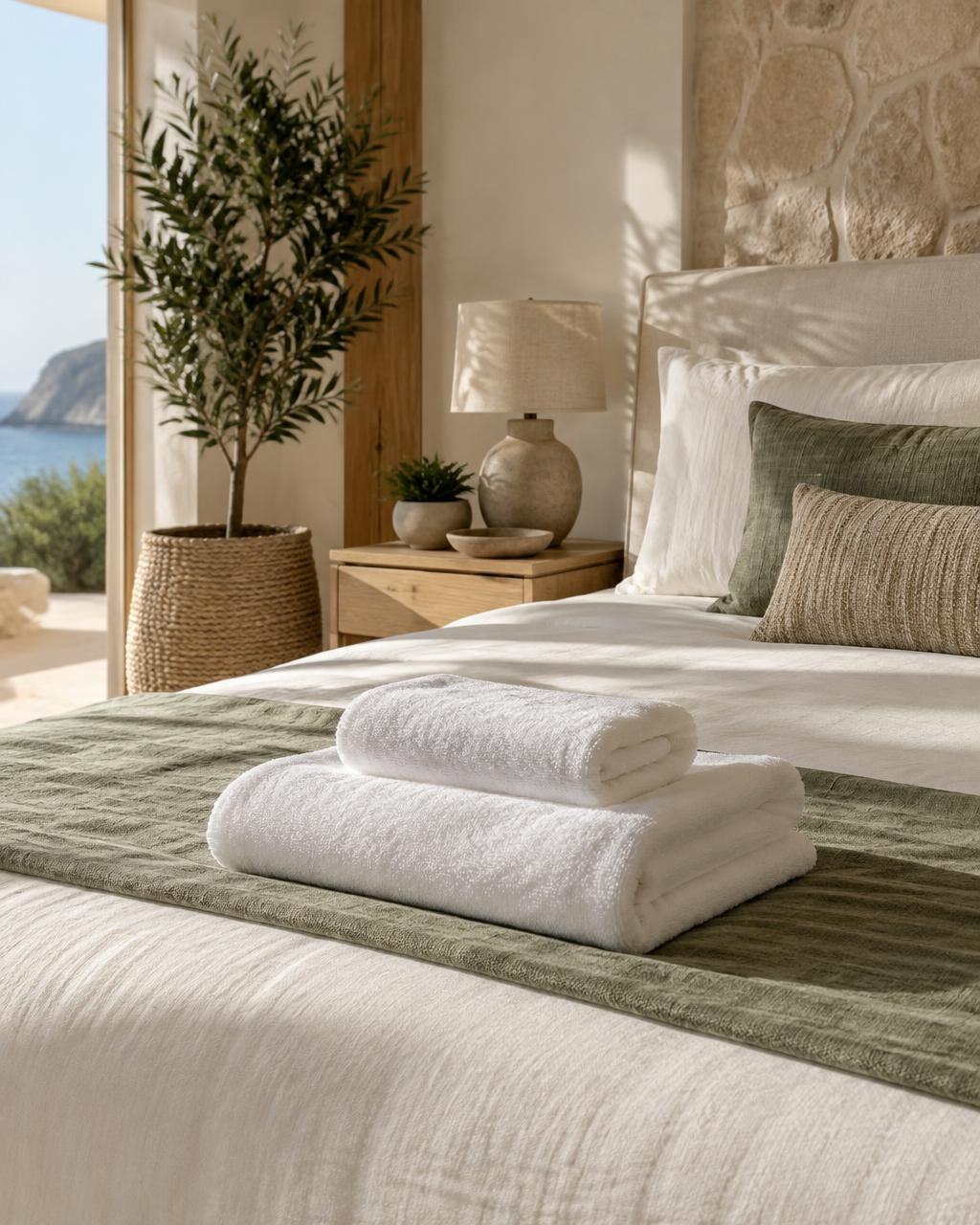 Ropa de cama y toallas impecables con tejidos naturales